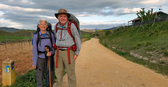 Rev. Lisa Stafford and Rev. Dean Wheeler on the Camino de Santiag in Spain.