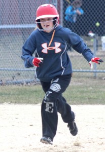 Jaelyn Reeck takes off for home plate while working on a drill with the Weyauwega-Fremont softball team.  Greg Seubert Photo