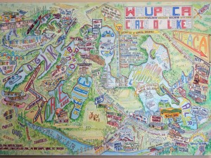 Map drawn by Craig Miller in 1986 for the Waupaca Buyers' Guide hangs in the editor's office of the Waupaca County Post. Robert Cloud Photo