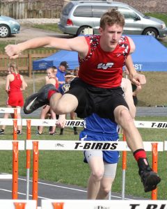 Weyauwega-Fremont's Dylan Pankow earned a third-place finish in the boys' 110-meter hurdles with a time of 20.11.  Holly Neumann Photo