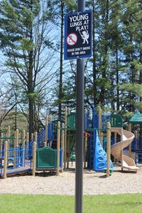 Young Lungs at Play signage is now posted around the playground areas in Waupaca's parks.  Angie Landsverk Photo