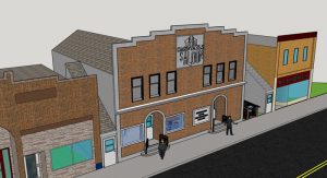 A rendering shows a remodeled exterior for Hardtails Saloon. Image courtesy of North Central Technical College