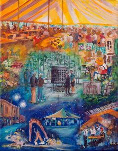This acrylic painting by Patricia Vaux is the winner of the 2016 Arts on the Square Poster Contest. CLICK TO ENLARGE