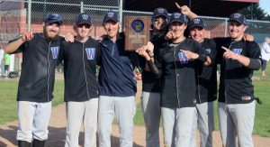 The Waupaca baseball team won its second straight regional championship June 1 with a 6-3 win over Freedom at Waupaca High School. Pictured with coach John Koronkiewicz are team captains Shane Olsen, Micah Borntrager, Nate Meihak, Johnny Popham, Walker Smith and Jason Ellie.  Greg Seubert Photo