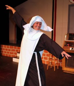 Emma Kelley is Sister Mary Leo in the Waupaca Community Theatre production of "Nunsense." Angie Landsverk Photo