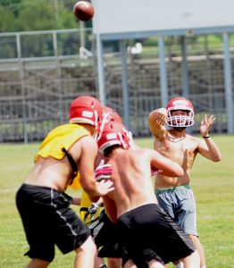 Hortonville quarterback Charlie Schabo sends a ball spiraling to his teammates. Scott Bellile Photo