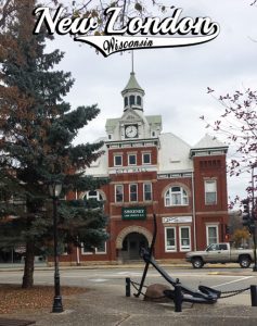 This screenshot of a Snap (Snapchat picture message) shows New London's old city hall looks with the local Geofilter superimposed over the top. Image courtesy of Olivia Steingraber