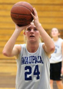 Victoria Nowak shoots a free throw for Waupaca Nov. 10 during a girls' basketball scrimmage with Wild Rose. Greg Seubert Photo
