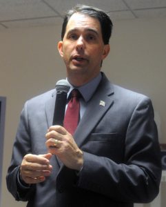 Gov. Scott Walker discusses his initiative for bringing more internet connections to rural areas Dec. 1 at Muehl Public Library in Seymour. Scott Bellile photo