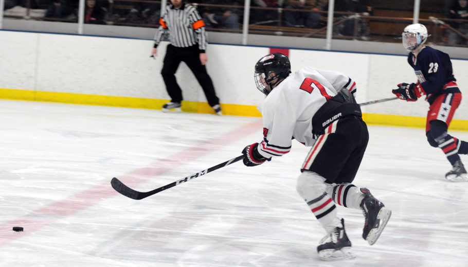 Ethan Long chases down the puck during the second period. Erik Buchinger photo