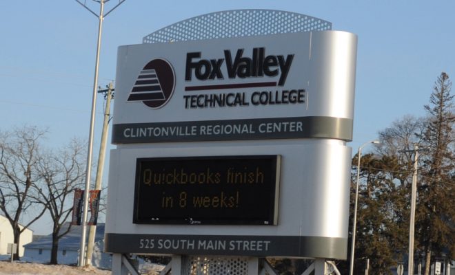 Fox Valley Technical College Clintonville campus sign