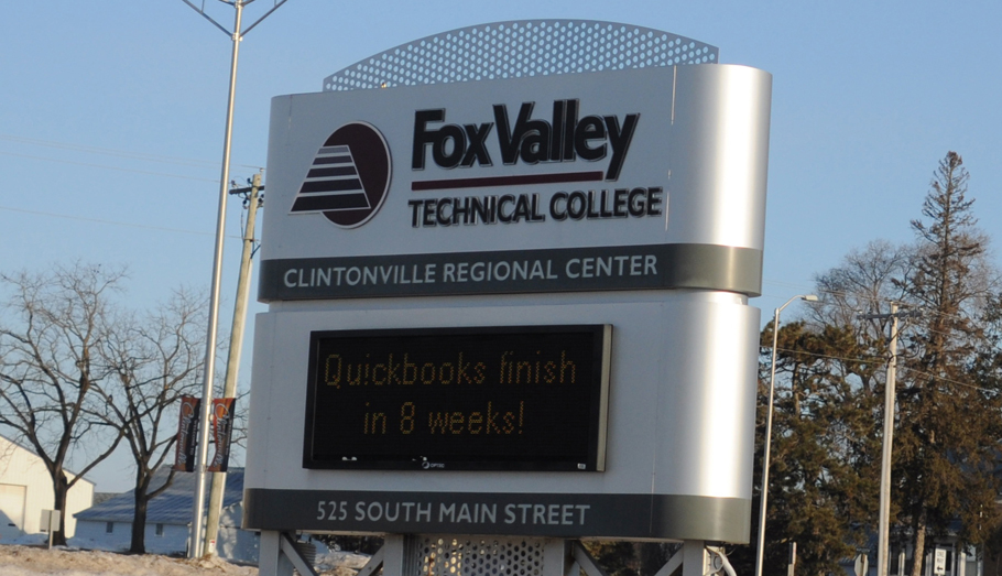 Fox Valley Technical College Clintonville campus sign