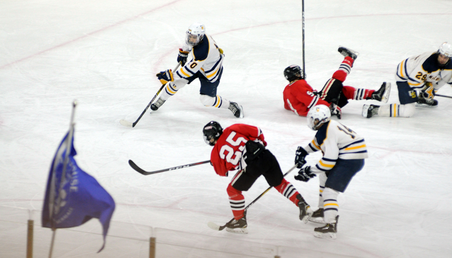 Drew Sutton takes a shot at the goal for the Rockets. Erik Buchinger photo