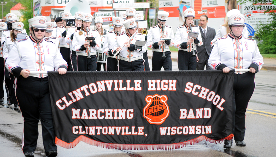 The Clintonville High School marching band performed songs during the parade.
