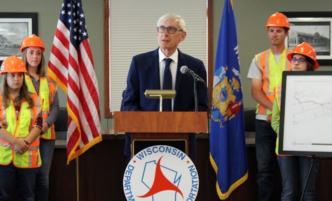 Wisconsin Governor Tony Evers speaking at press conference