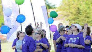 Cancer survivors releasing their balloon at New London-Clintonville Relay for Life