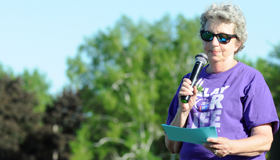 Barb Gassen giving her speech at Relay for Life
