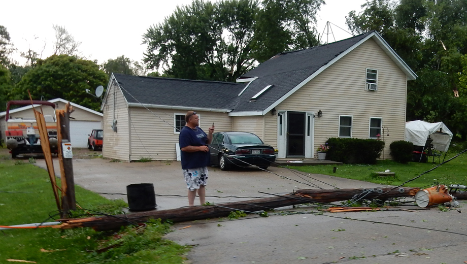 Trees took down power lines in New London. Submitted photo