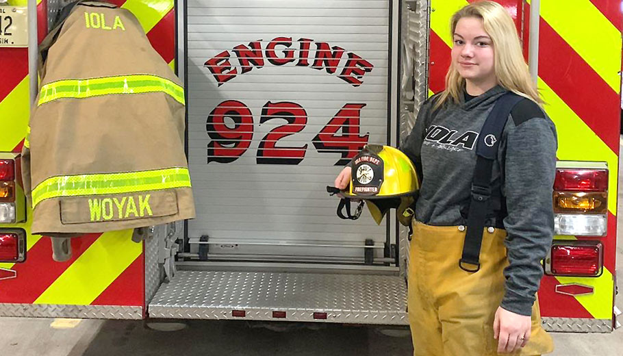 Student fits in as firefighter